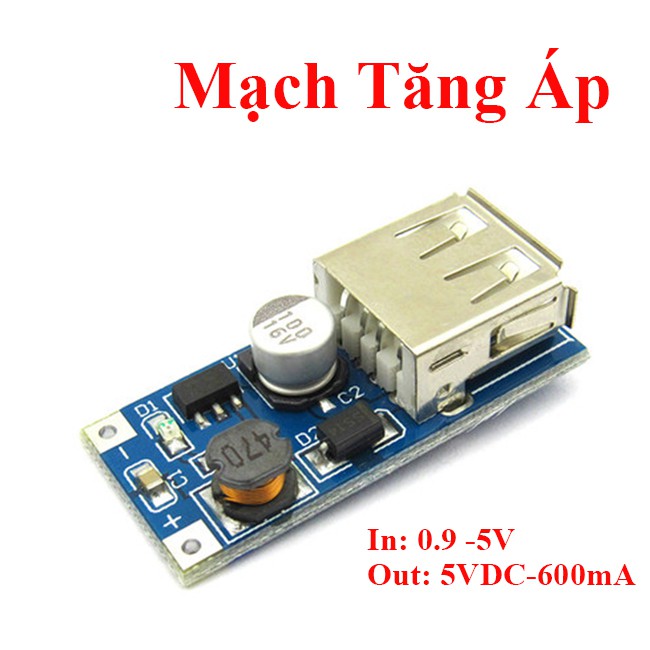 Mạch Tăng Áp 0.9~5V lên 5VDC - 600mA tích hợp Cổng USB - Chế sạc dự phòng