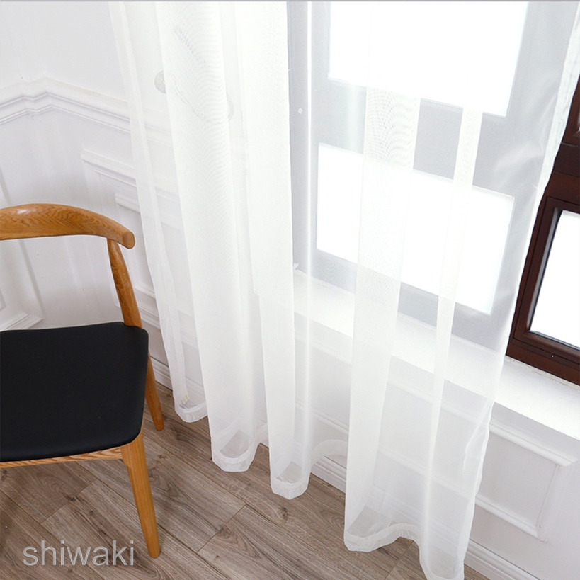 【In Stock】 Sheer Voile Rod Pocket Curtains White Fly Screen Drape for Bedroom Balcony