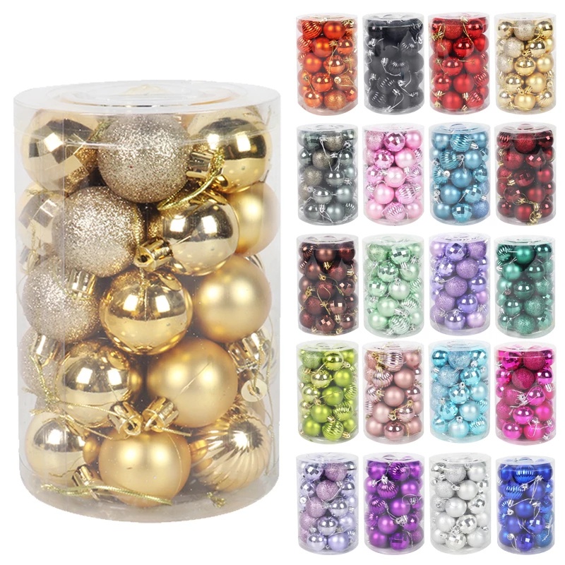 Set 34 quả châu nhiều màu tùy chọn 40mm trang trí giáng sinh