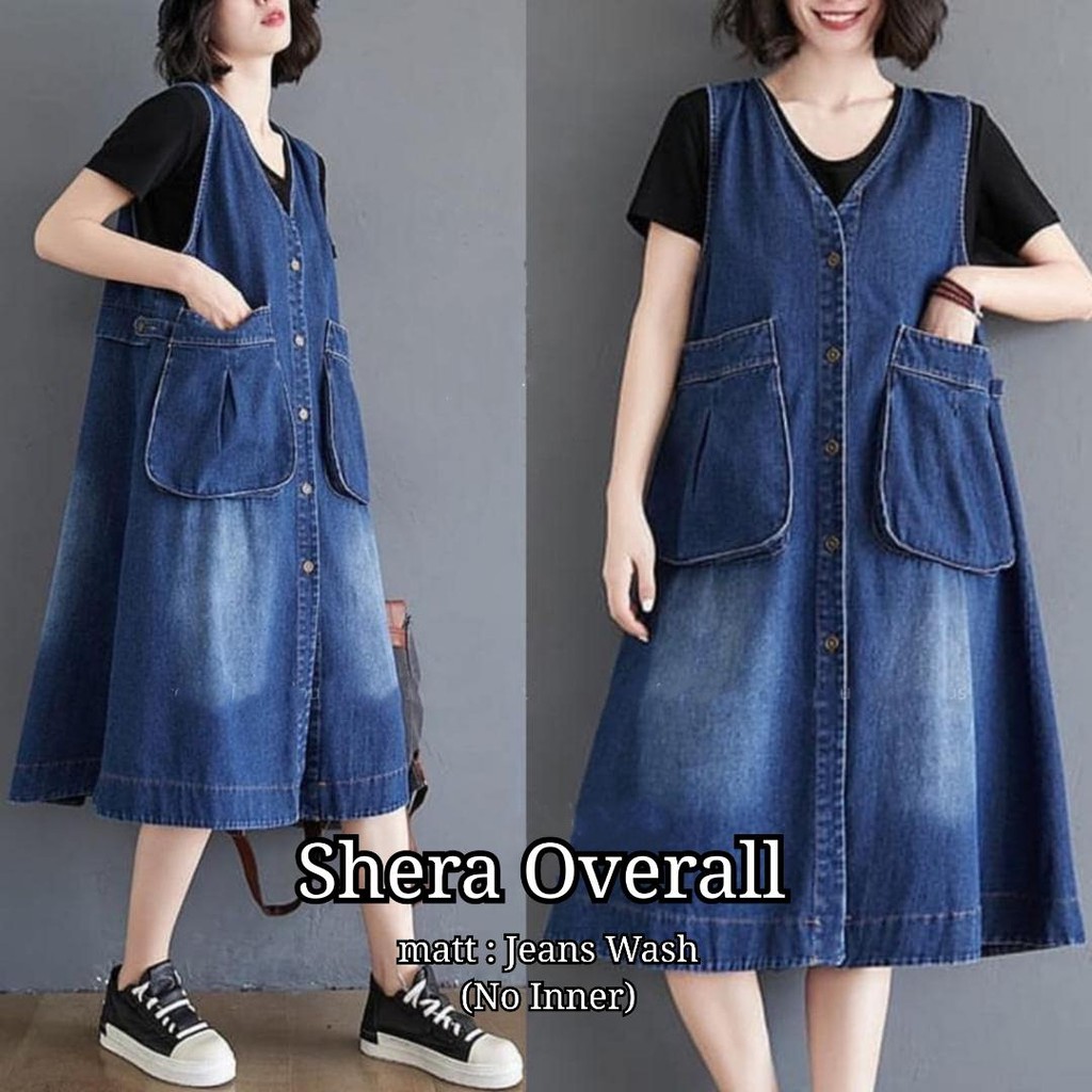 Đầm yếm jeans lửng thời trang cho nữ