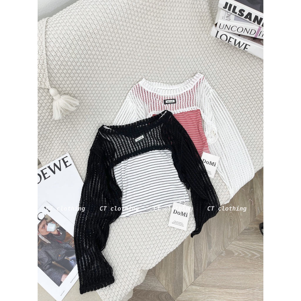 Set len lưới mỏng Thucucstore Set áo khoác cardigan lưới và áo hai dây hàng Quảng Châu loại 1