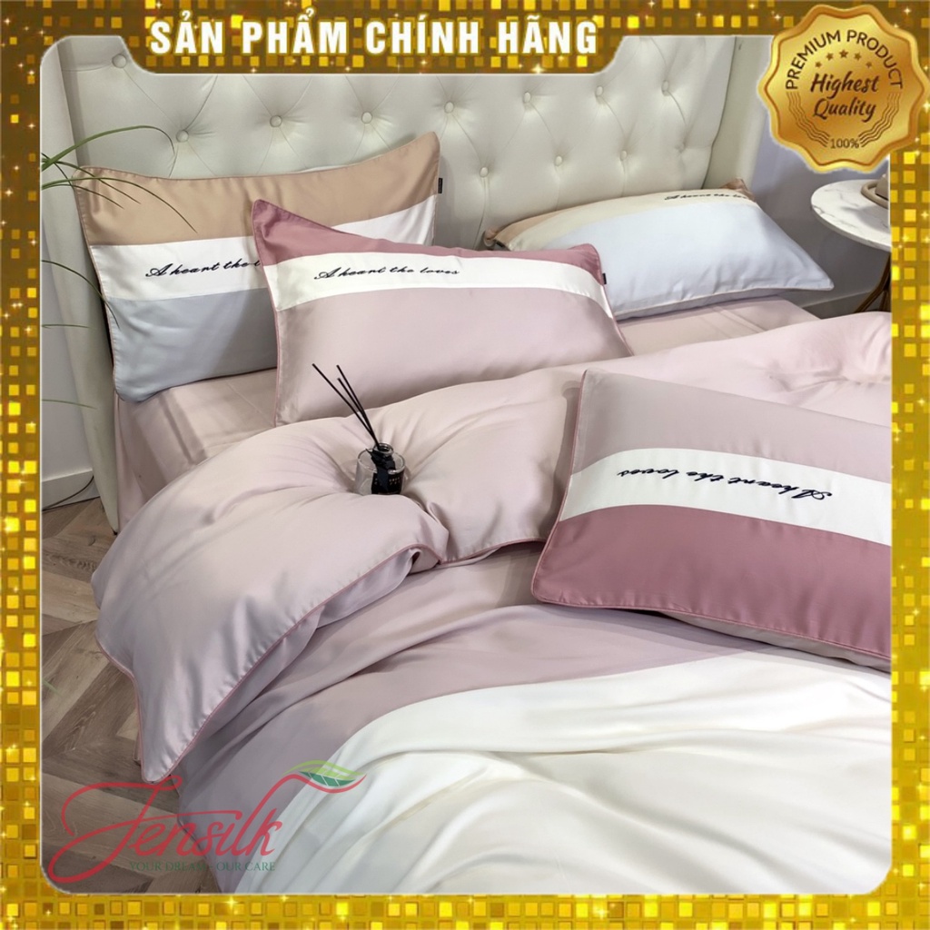 Bộ chăn ga gối 100% lụa tencel 80s, siêu cao cấp, set phủ nệm, phối 3 màu cực hot