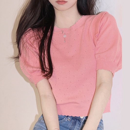 Áo thun dệt kim SUXI tay ngắn màu ngọt ngào thời trang mùa hè phong cách Hàn Quốc cho nữ