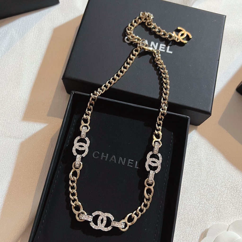 Dây Chuyền Đồng Thau Hai Màu Đính Kim Cương Phong Cách Retro Thời Trang 2022c