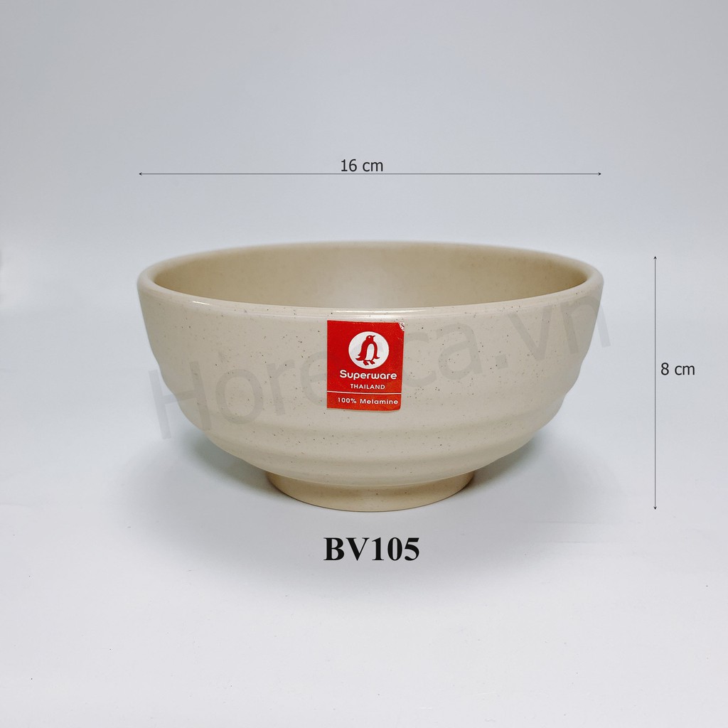 [100% Melamine] Bộ bát, tô canh, phở, bún tròn nhựa phíp có vân ở ngoài cao cấp