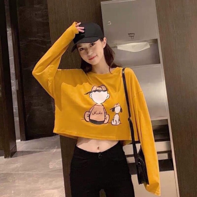 {Freeship} Áo Thun Tay Dài In Hình Hoạt Hình