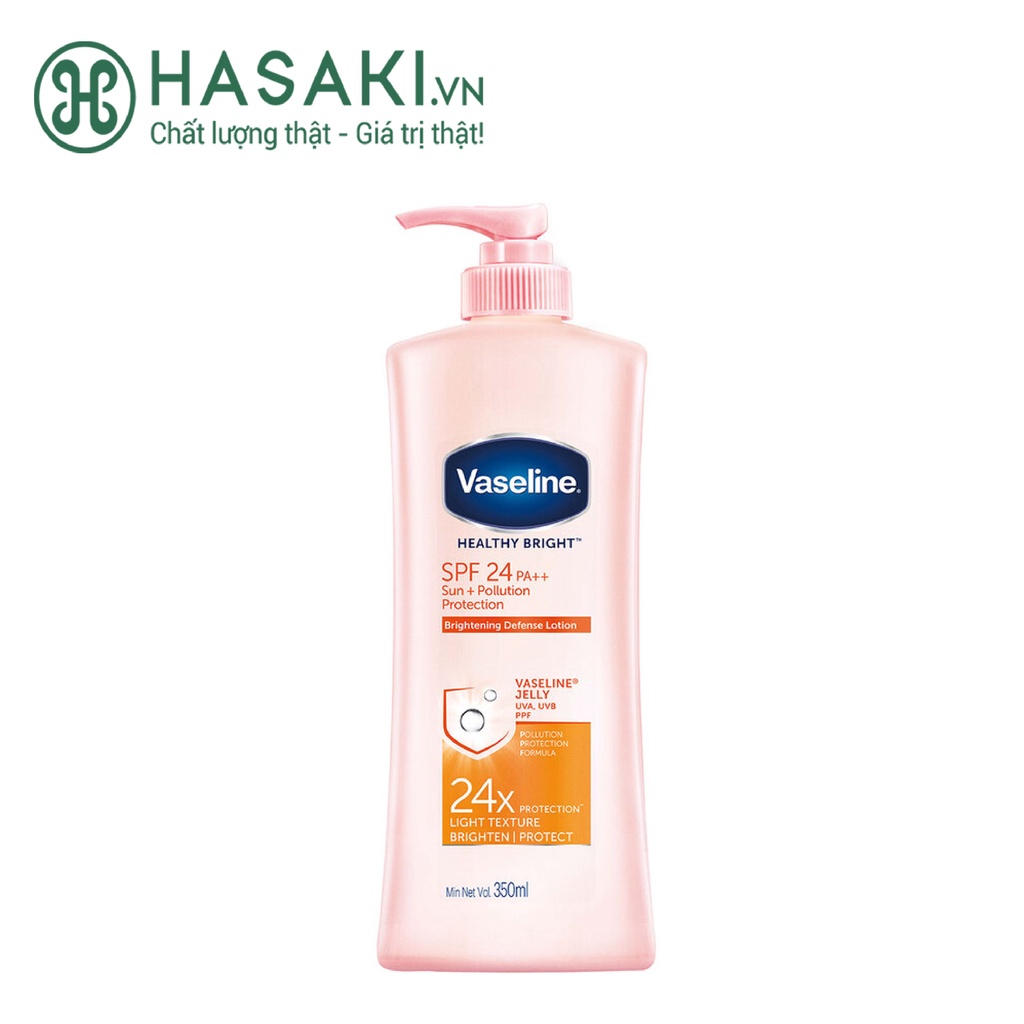 Sữa Dưỡng Thể Vaseline Sáng Da Chống Nắng (Mới) Healthy White Sun + Pollution Protection SPF24/PA++ (New 2021) 350ml