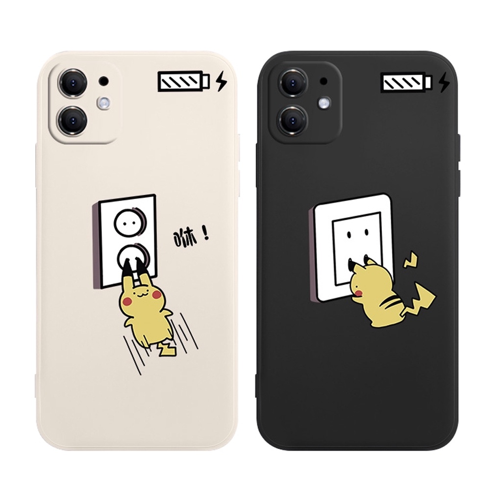 Ốp Lưng Iphone Cạnh Vuông Pikachu Sạc Điện 6/6plus/6s/6splus/7/7plus/8/8plus/x/xr/xs/11/12/pro/promax - DIY Shop