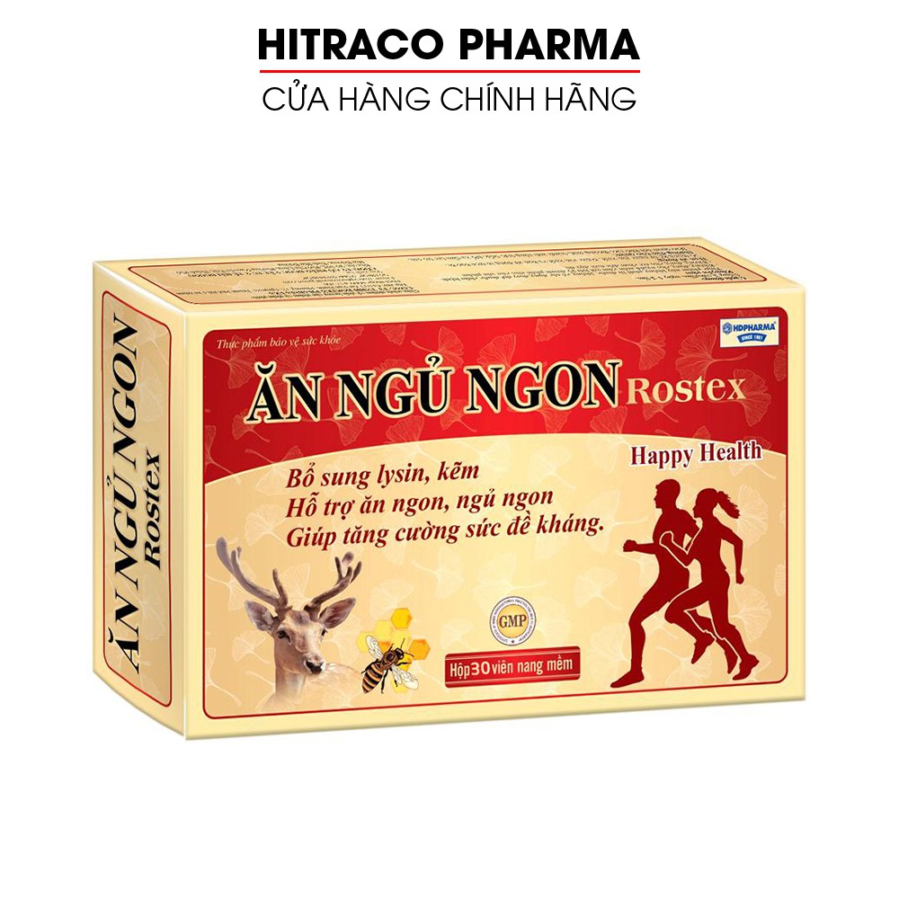 Viên ăn ngủ ngon Rostex giúp ăn ngon, ngủ ngon, tăng đề kháng - Vỉ 30 viên [Viên ăn ngủ ngon Rostex Vỉ 30v]