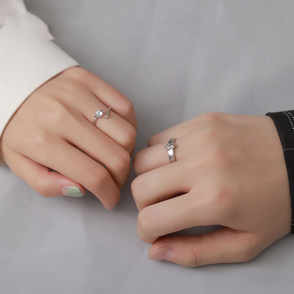 Nhẫn Họa Tiết Hành Tinh Ngôi Sao Phong Cách Hiphop Sang Trọng Có Thể Điều Chỉnh Dành Cho Cặp Đôi