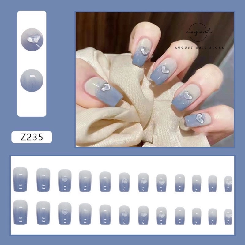 Mã Z201 - Z250 Set 24 móng tay giả gắn charm kèm keo dán chuyên dụng