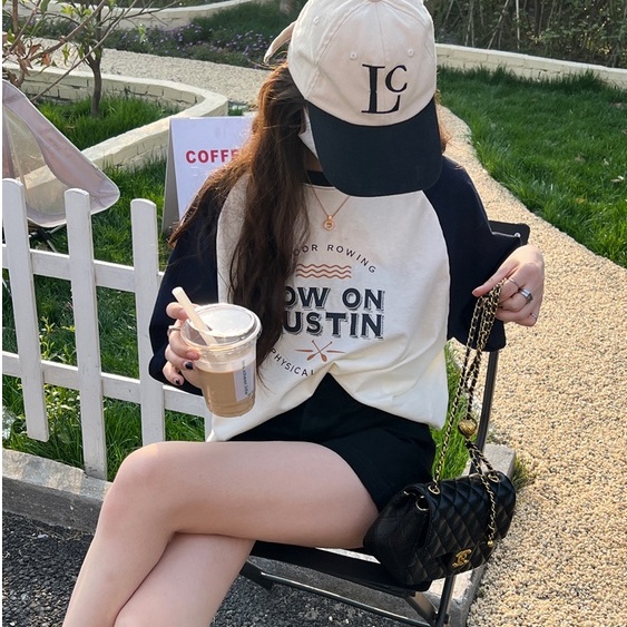 Áo Thun Ngắn Tay Cổ Tròn Form Rộng Phong Cách retro Dành Cho Nữ