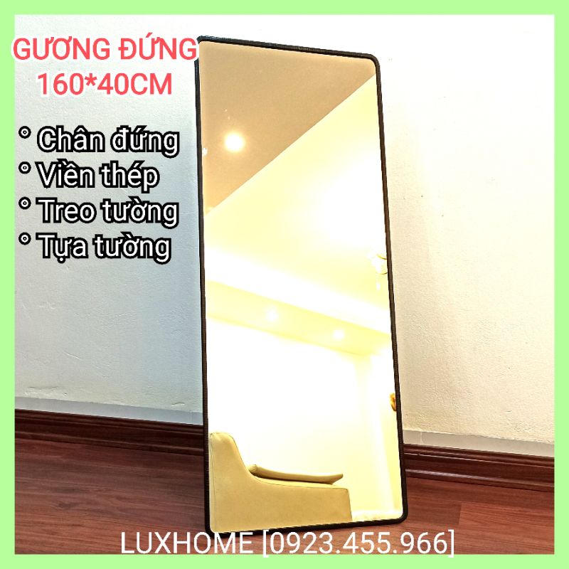 Gương Đứng Sàn Có Chân Di Động 160*40 CM LUXHOME -  Viền Thép + Chân + Treo tường + Tựa Tường- LUX416