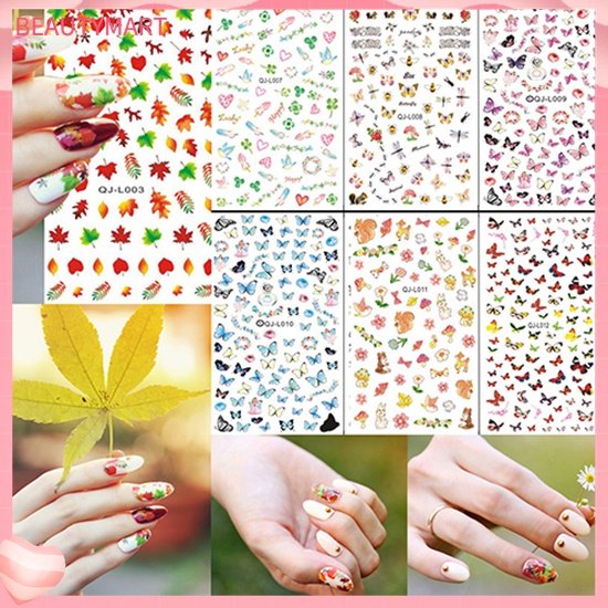 Miếng Dán Trang Trí Móng Tay Hình Lá Phong / Hoa Lá / Bướm Đẹp Mắt