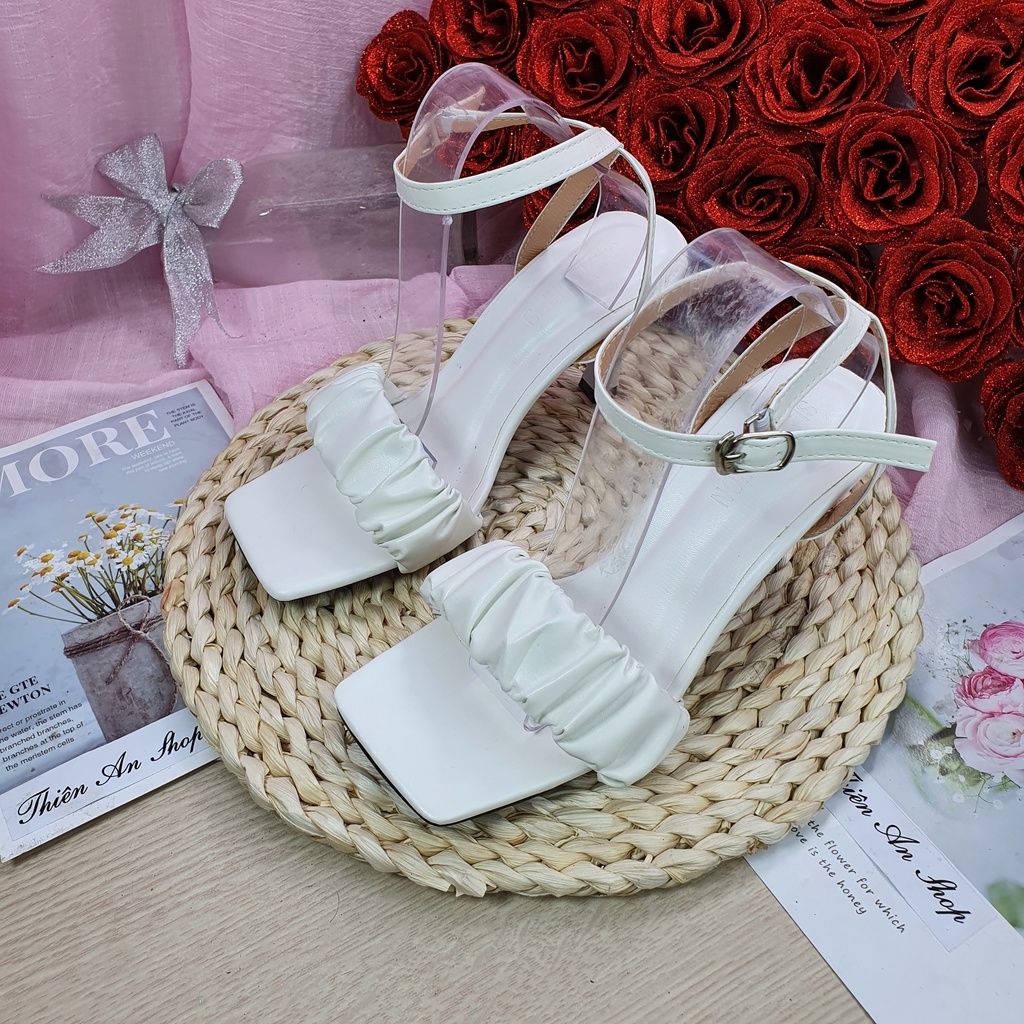 Giày cao gót nữ quai nhún 7 phân, giày cao gót bánh bèo hottrend Thiên An TA14