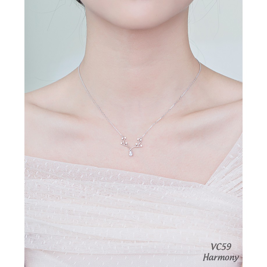 Dây chuyền nữ tuần lộc vòng cổ đính đá nữ tính thiết kế độc đáo chất liệu bạc 925 VC59 | TRANG SỨC BẠC HARMONY