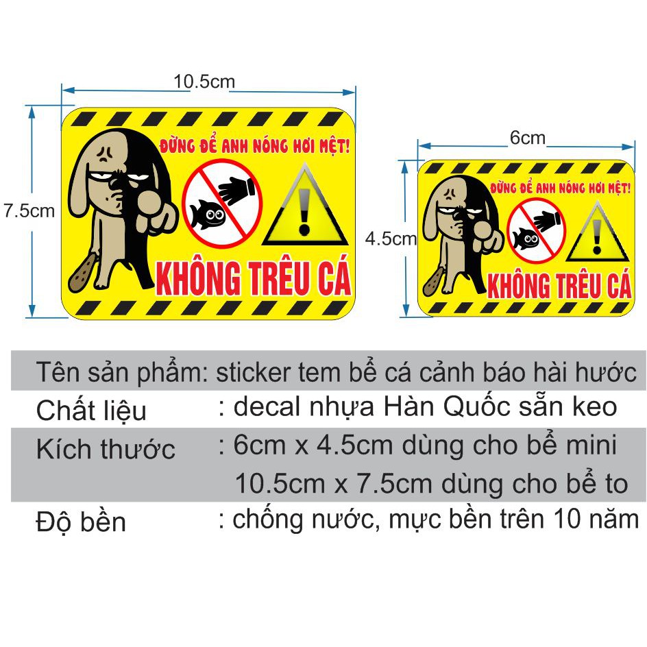 Tranh bể cá tem dán cảnh báo hài hước mã KTC
