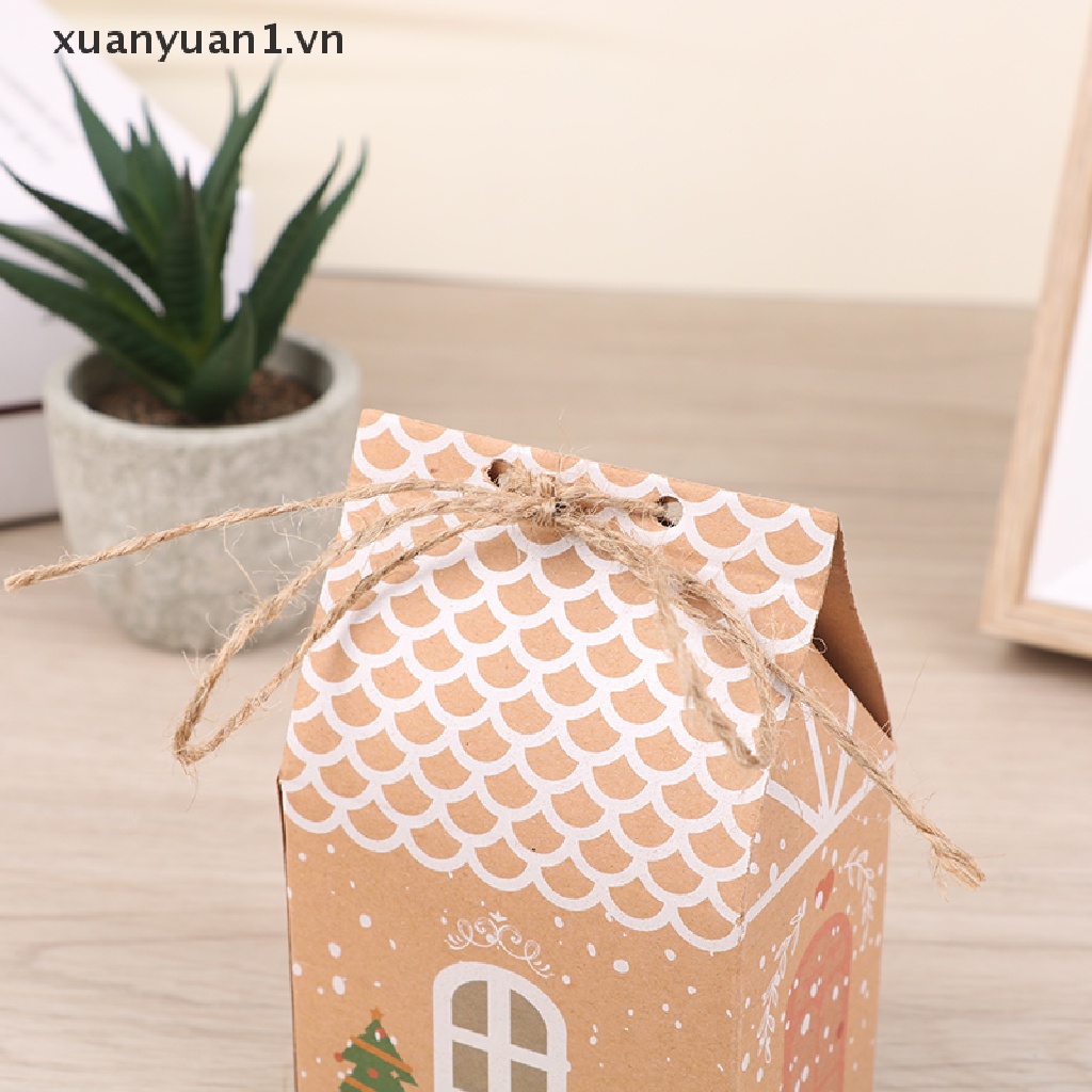 Set 5 Hộp Đựng Kẹo Hình Ngôi Nhà Giáng Sinh Dễ Thương