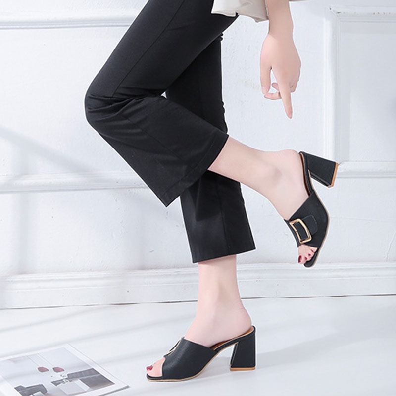 Dép cao gót IELGY hở mũi có khóa thời trang thanh lịch cho nữ