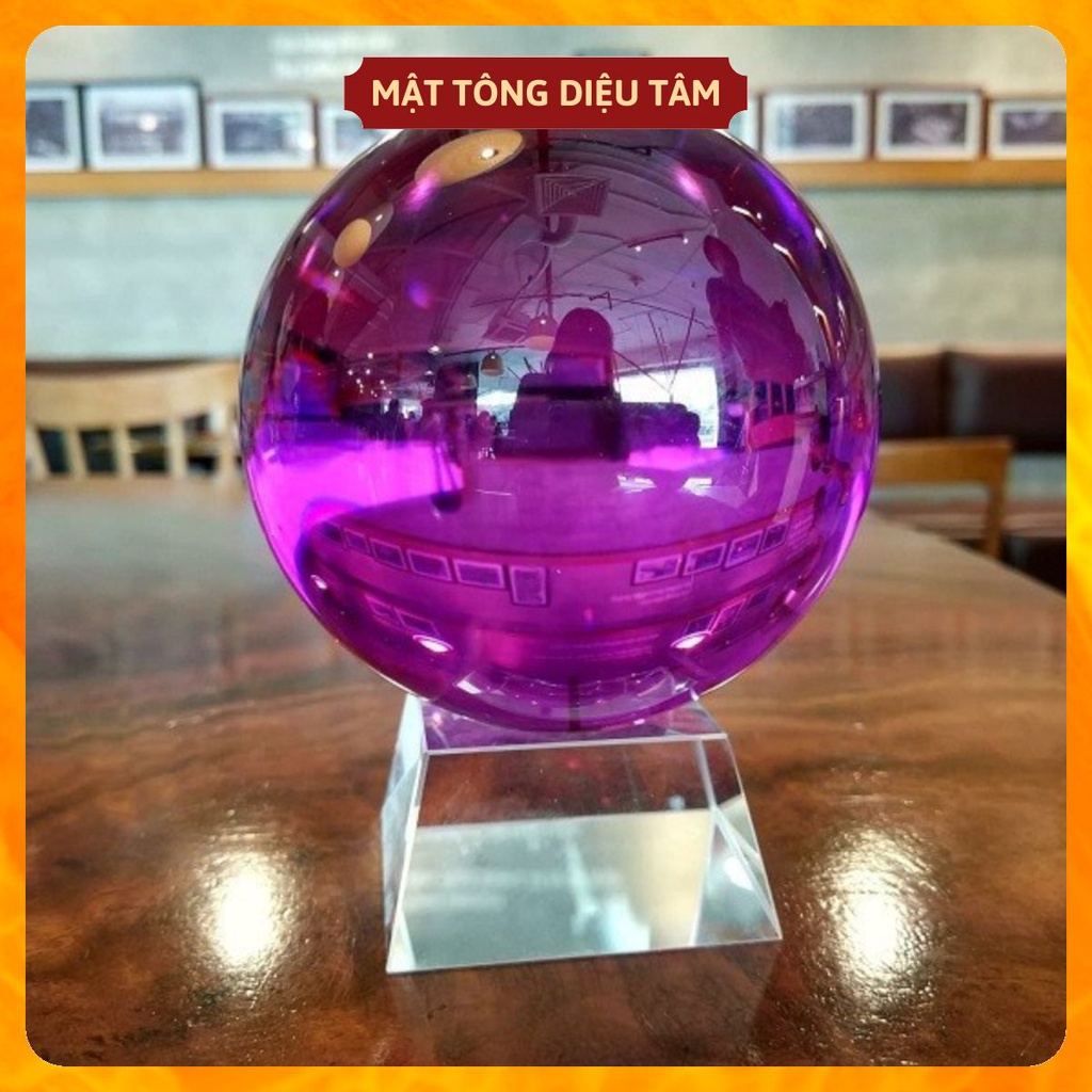 Quả Cầu Phong Thủy Thủy Tinh Tím - Hợp Mệnh Hỏa, Mệnh Thổ - Tặng Kèm Đế