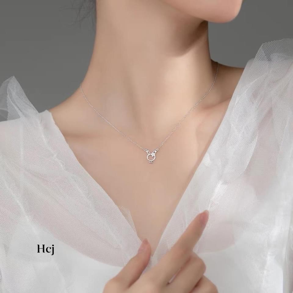 Dây chuyền nữ bạc thật mặt thỏ đính đá nhỏ xinh xắn sành điệu - Kho sỉ bạc Nhất Linh