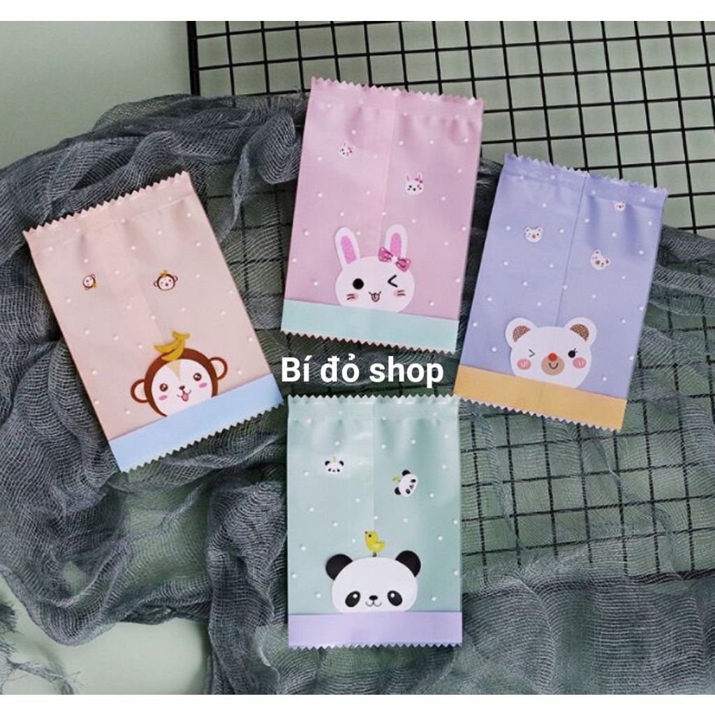 Set 100 Túi cookies, bánh QUY qui, cookie THÚ CUTE hàn miệng 7*10 cm