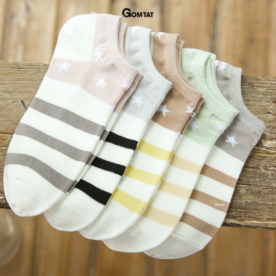 Set 5 Đôi Tất Nữ Cổ Ngắn GOMTAT Họa Tiết Ngôi Sao, Vớ Nữ Cổ Thấp Thời Trang Siêu Dễ Thương - CB002