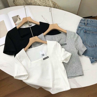 Áo Thun Body Croptop cổ vuông đẹp co giãn 4 chiều
