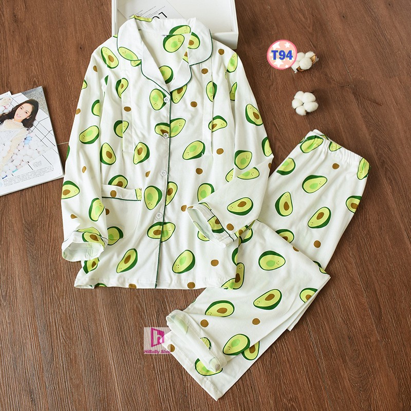 Pijama măc Bầu Và Sau Sinh Cotton mềm mỏng cho hè Thu T94