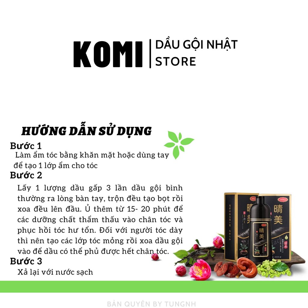 [Ưu Đãi Đặc Biệt] Dầu Gội Phủ Bạc Đen Tóc 500ml KOMI Chính Hãng Nhật Bản ( Màu Đen, Màu Cafe, Màu Nâu Vàng) | BigBuy360 - bigbuy360.vn
