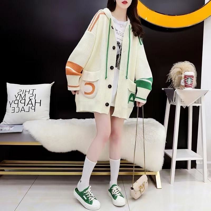 Áo Khoác Cardigan Dệt Kim Có Mũ Trùm Đầu Phong Cách Hàn Quốc Thời Trang Thu Đông Mới
