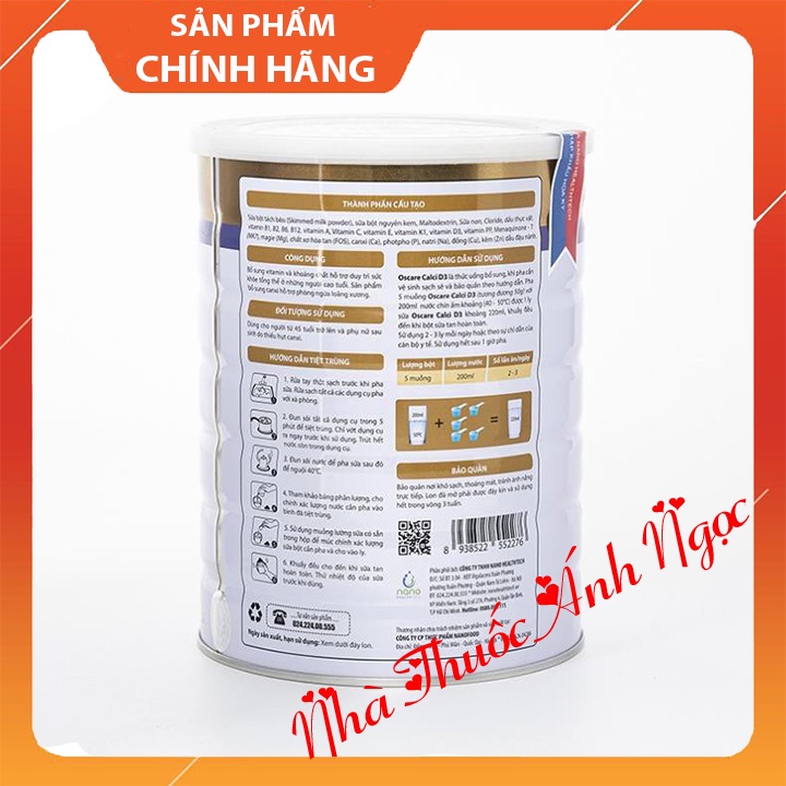 Sữa Oscare Calci D3 hộp 400g, 900g sữa canxi giúp bổ sung canxi, vitamin D3 giúp xương chắc khỏe, phòng ngừa loãng xương