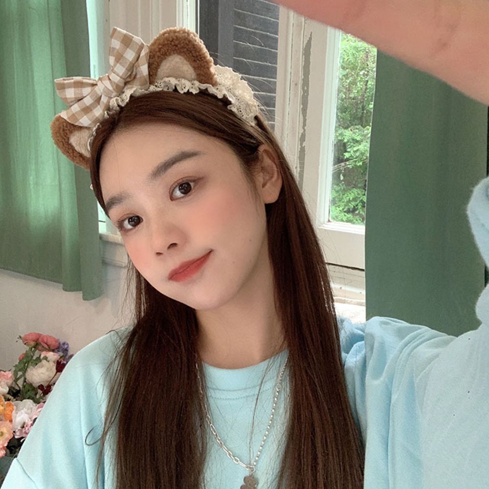 Băng đô cài tóc rửa mặt hình tai mèo phối ren phong cách Hàn Quốc dễ thương cho nữ BACK2LIFE