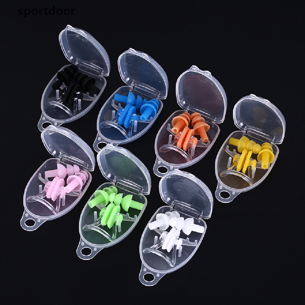1 Bộ Nút Bịt Tai / Kẹp Mũi / Tai / Mũi Bằng Silicon Mềm Chống Thấm Nước Khi Bơi Lội