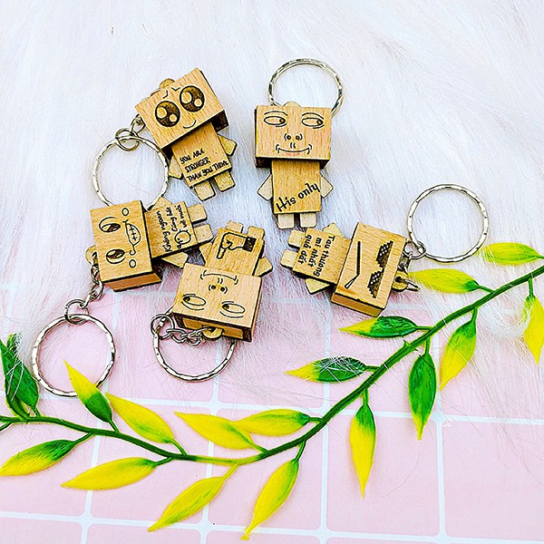 Móc khóa gỗ Danbo nhiều mặt