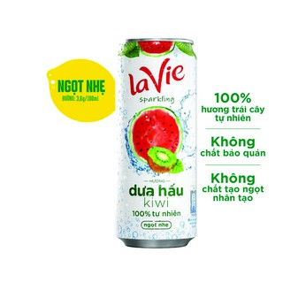 Nước uống vị trái cây có gaz La Vie Sparkling - Vị Dưa Hấu Kiwi 330ml/lon