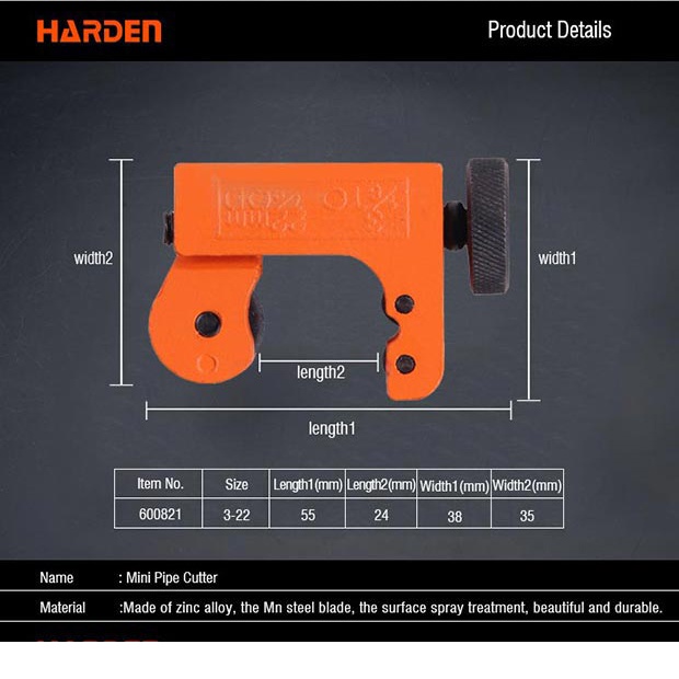 Dụng cụ cắt ống đồng Harden , nhôm, nhựa đường kính 3-22mm