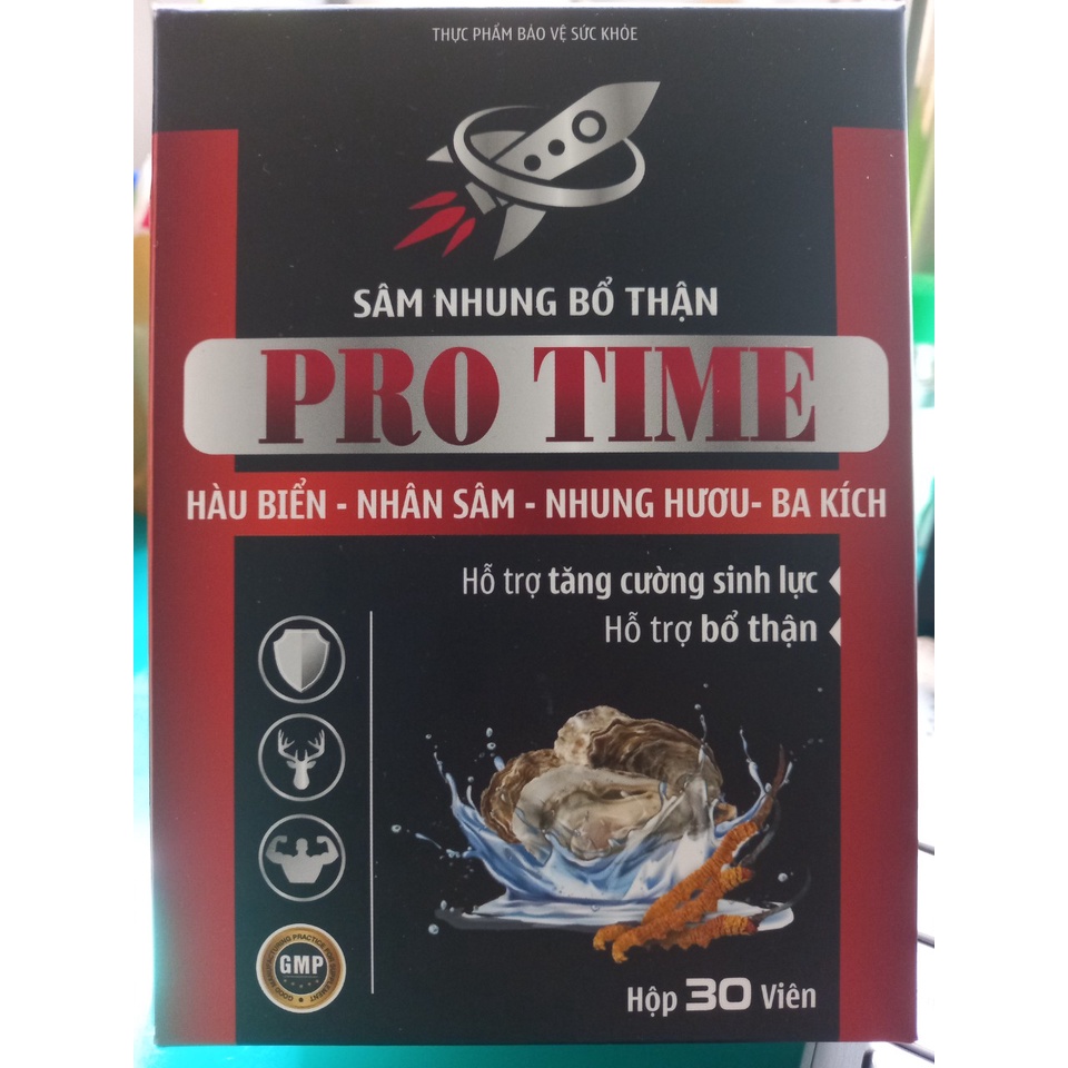 Sâm nhung bổ thận PRO TIME, tăng cường sinh lực, hàu biển, nhân sâm, nhung hươu, ba kích, hộp 30 viên