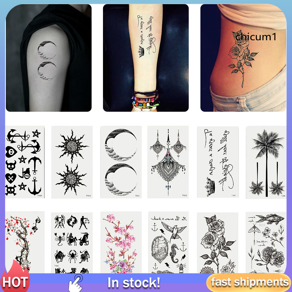 Hình xăm dán tạm thời họa tiết hoa và con vật chống thấm nước