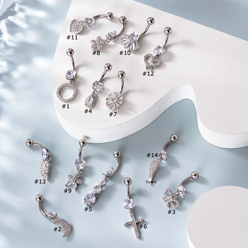 1 Khuyên RốN HìNh Nơ / Chữ ThậP BằNg ThéP Không Gỉ, 14 CáI