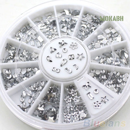 Hộp Phụ Kiện Trang Trí Móng Tay Họa Tiết Hoa / Ngôi Sao / Trái Tim Lấp Lánh