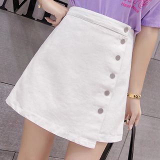 V79 Chân váy chữ A, cạp cao, nhiều cúc kèm quần đùi bên trong