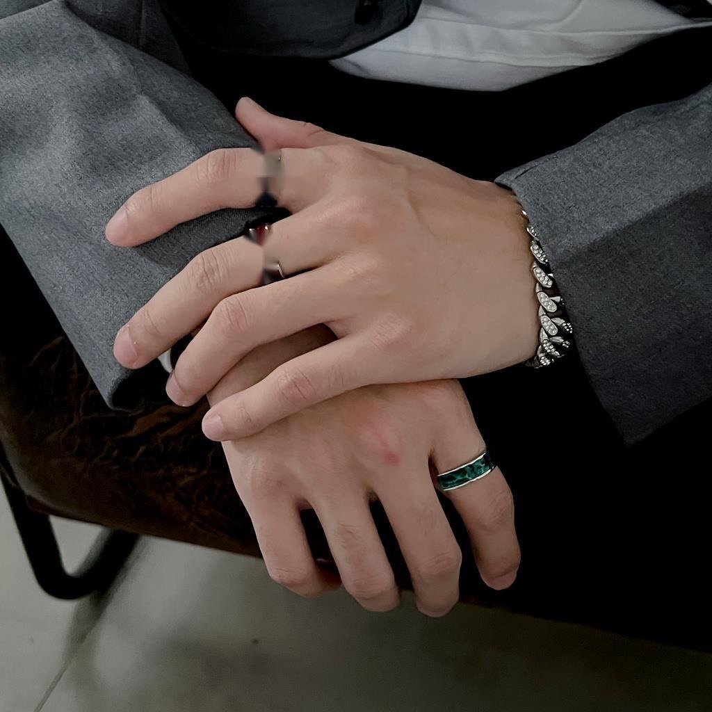 Nhẫn Hở Màu Xanh Lá Cây Phong Cách Hiphop Đường Phố Đơn Giản Thời Trang Cho Nam Và Nữ