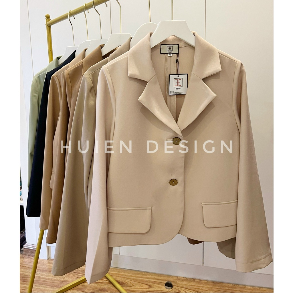 Áo blazer nữ 1 lớp dáng ngắn tay dài Huien Design thời trang công sở trẻ trung, áo vest nữ Hàn Quốc màu sắc | BigBuy360 - bigbuy360.vn