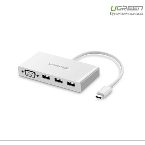 Cáp chuyển đổi USB Type-C sang HUB 3.0 & VGA Ugreen 40375 chính hãng