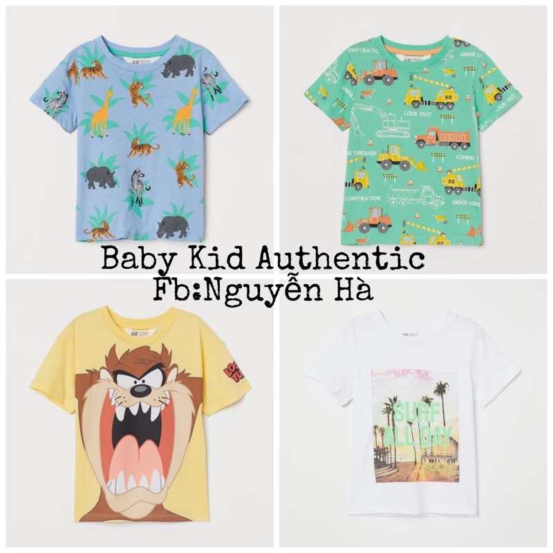 Áo cộc tay Cotton bé trai 18-24m 4-6y 6-8y 8-10y