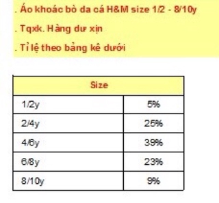 Sỉ áo bò HM bé trai