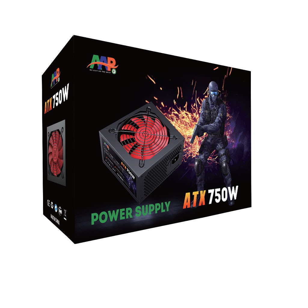 Nguồn máy tính AAP 750W Chính hãng  - FAN ĐỎ 12CM BẢO HÀNH 24 THÁNG