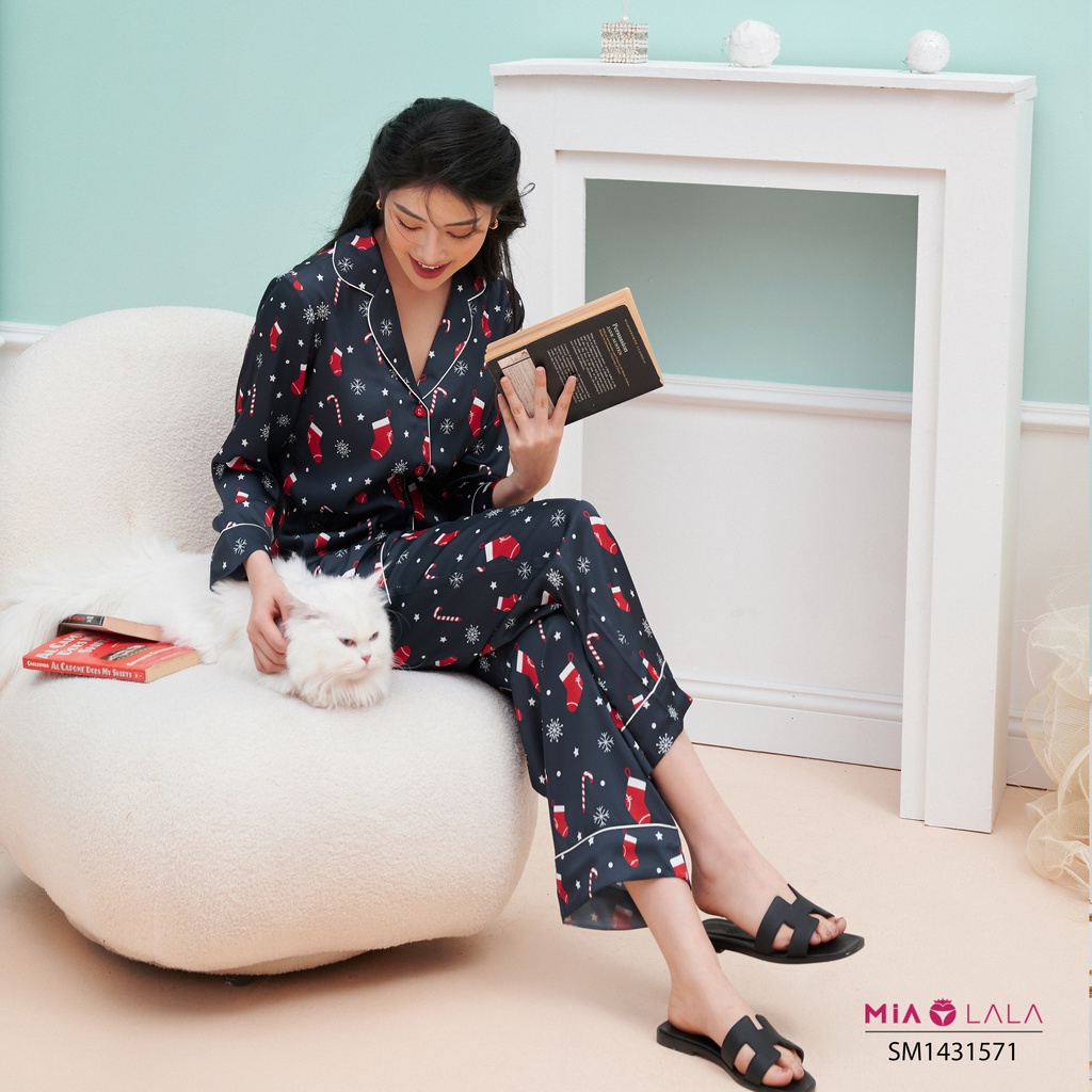 Bộ đồ mặc nhà lụa Mialala áo dài tay, quần dài SM1431571