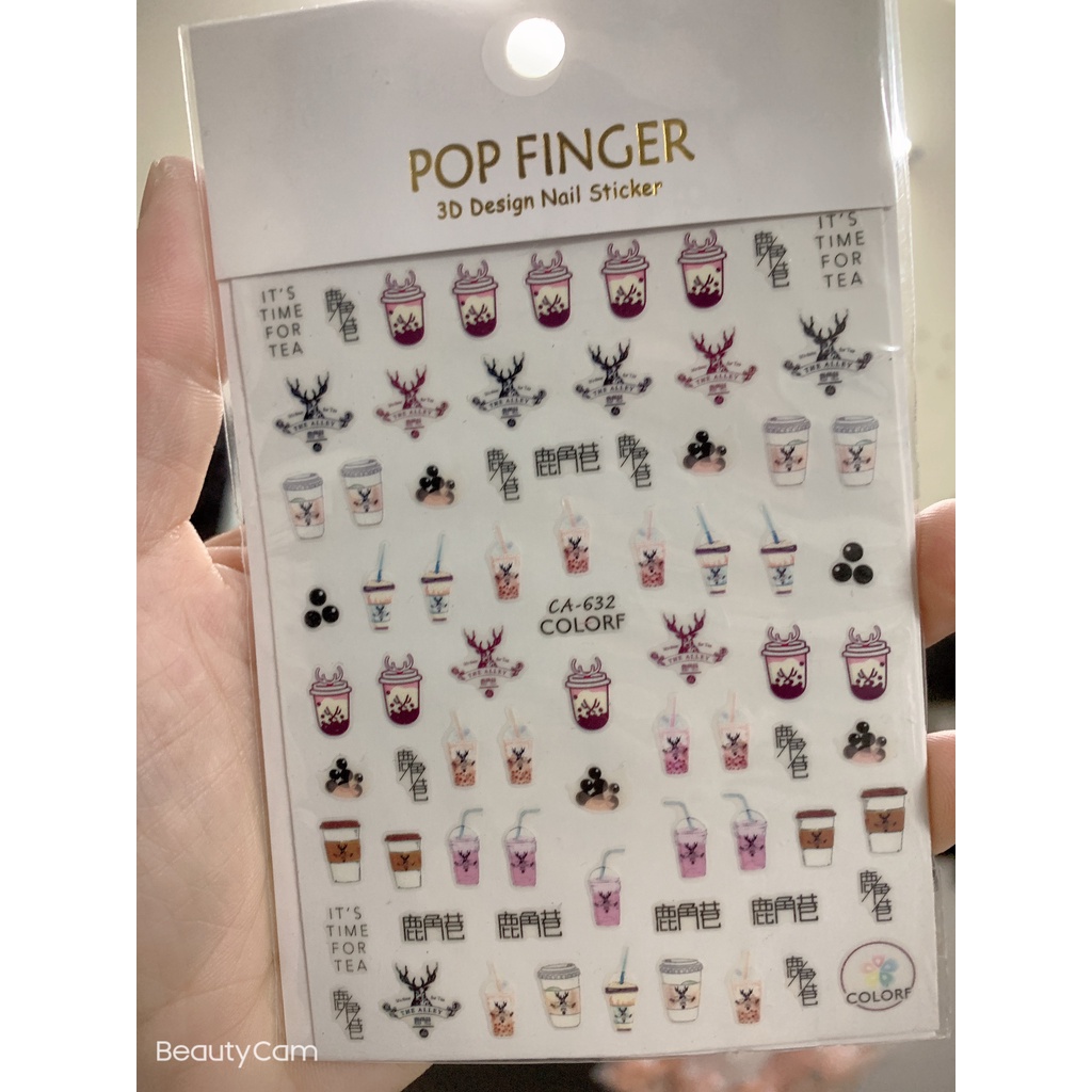 sticker trà sữa trang trí nail